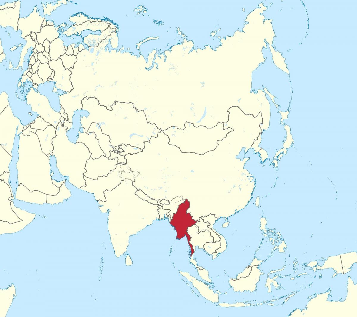 mapa świata Birma Myanmar 