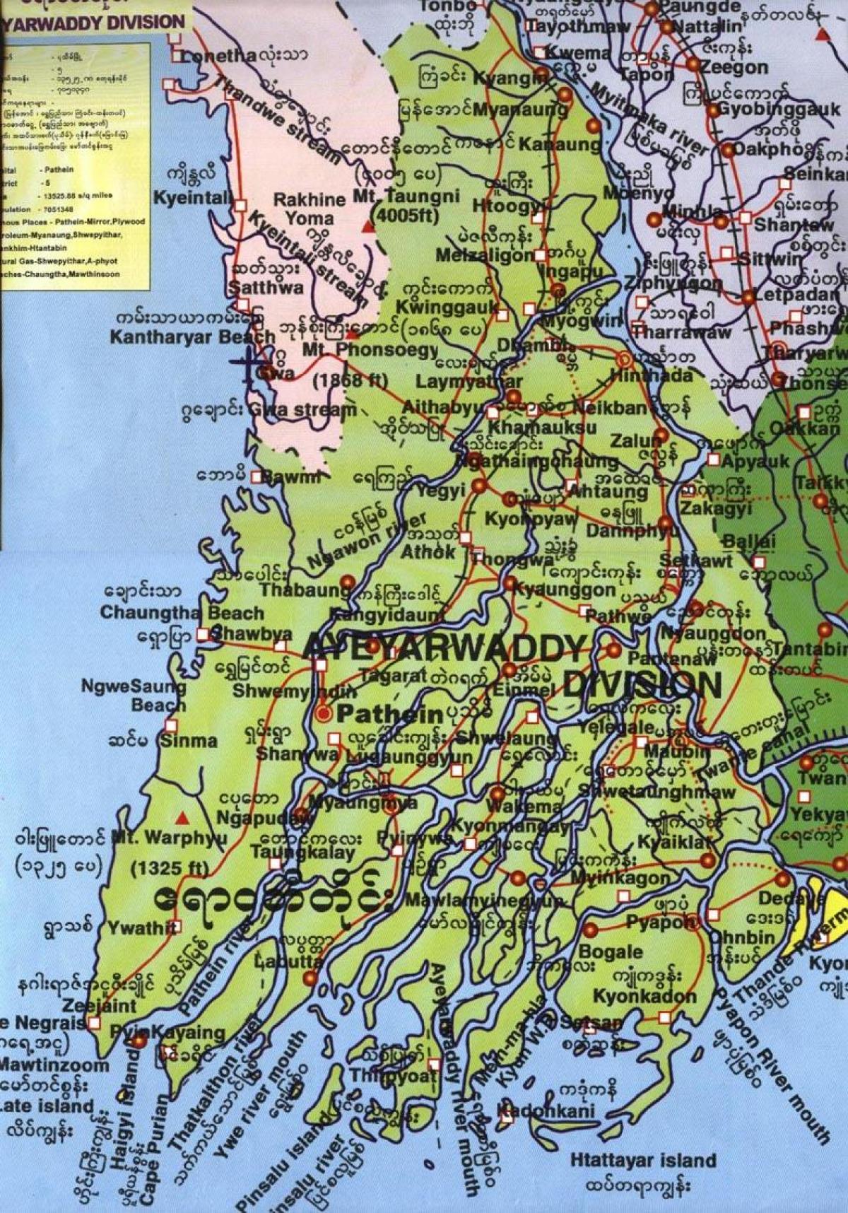 mapa okolicy irrawaddy Myanmar