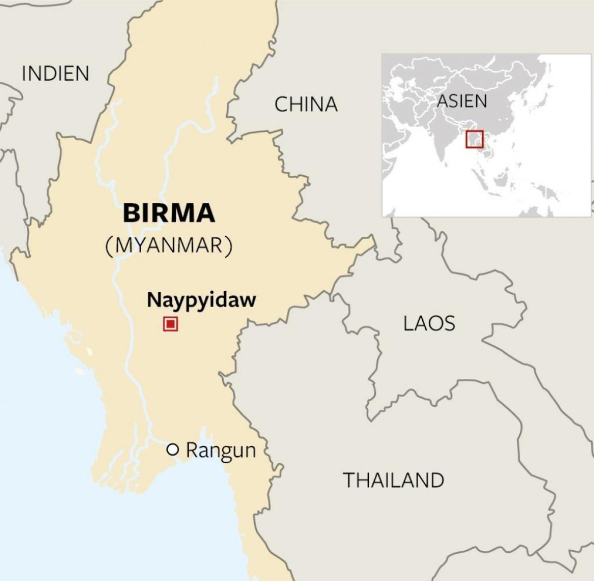 znaleźć Birma na mapie świata