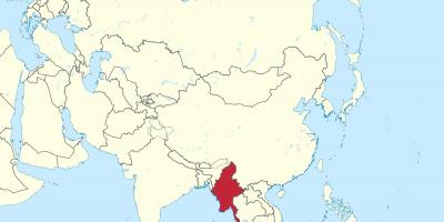 Mapa świata Birma Myanmar 